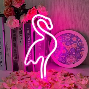 Flamingo Neon Signs Led Néon Enseigne Rose Néon Lampes Enseigne Au Néon, Batterie Ou Usb Powered Chambre Enseignes Au Néon Pour Chambre À Allumer Des Signes Led Pour Noël Bar De Fête - Neuf