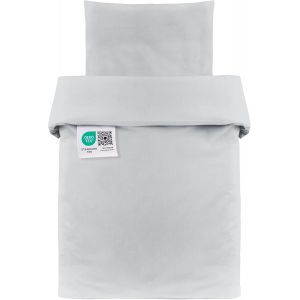 Kalanka-Parure De Lit B&eacute;b&eacute; 80x80 Cm / 35x40 Cm - Lot (2 Pi&egrave;ces) Housse De Couette Enfant Et Taie D&iquest;Oreiller En 100% Coton, Pour Berceau, Nacelle, Couffin - Gris Clair - Neuf