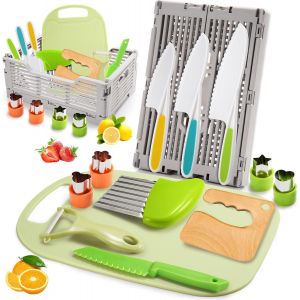 ERYI-Couteau Enfant, Kit Cuisine Jouet Enfant 2 3 4 5 6 Ans, Couteau Enfant Qui Ne Coupe Pas, Couteau Sécurité De Montessori Enfants Pour Couper Des Fruits Ou Légumes - Neuf