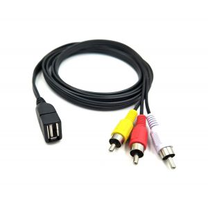 Câble USB vers RCA, câble adaptateur 3 RCA vers USB, AV vers USB, USB 2.0 femelle vers 3 RCA mâles vidéo A/V caméscope pour TV/Mac/PC 1,5 m - Neuf