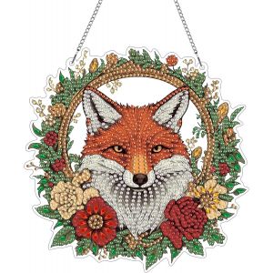 Oayew-Diy Renard Diamond Painting Pendentif, Animal Pendant Broderie Diamant Kit Avec Cha&icirc;ne, Pour Jardin Maison Porte Et Fen&ecirc;tre D&eacute;coration Cadeaux 20x20 Cm(Renard) - Neuf