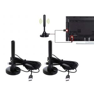 Antenne TV num&eacute;rique d'int&eacute;rieur (2 pi&egrave;ces) avec amplificateur de signal et c&acirc;ble coaxial - Neuf