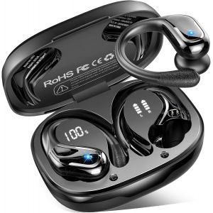 KALANKA-Ecouteurs Bluetooth 5.4 sans Fil Sport, 75Hrs Oreillette sans Fil avec 3D HiFi St&eacute;r&eacute;o, 4 ENC R&eacute;duction de Bruit Mics, IP7 Etanche, USB-C Charge Rapide Casque Running, &Eacute;cran LED Earbuds Androi - Neuf