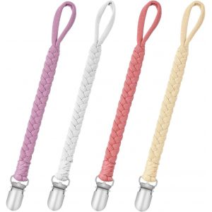 Cha&icirc;ne De Sucette B&eacute;b&eacute; En Coton Avec,Avec 4 Pcs Adaptateur De Sucette Convient Aux Sucettes Jouets De Dentition Pour Filles Et Gar&ccedil;ons Pour B&eacute;b&eacute; Essentiels,Garde La T&eacute;tine Propre.[H110] - Neuf