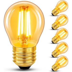 Kalanka-Ampoule E27 Vintage 4w Led Filament, Equivalent 40w Incandescence, Verre Ambr&iquest;&iquest; Blanc Chaud 2200k, G45 Filament R&iquest;&iquest;Tro, 400lm, Ac 220v, Non-Dimmable, D&iquest;&iquest;Corative Pour Restaurant Caf&iquest;&iquest; Bar, Lot De - Neuf