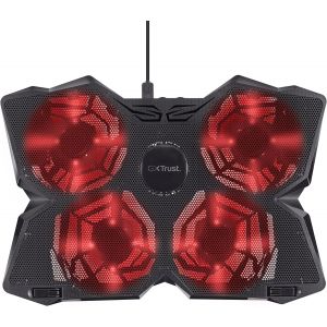 Gxt 278 Yozu Refroidisseur Ordinateur Portable Jusqu'À 17,3 Pouces, Support Pc Portable, Refroidissement Avec 4 Ventilateurs Éclairés, Usb, Ventilateur Pour Pc Portable - Noir/Rouge - Neuf