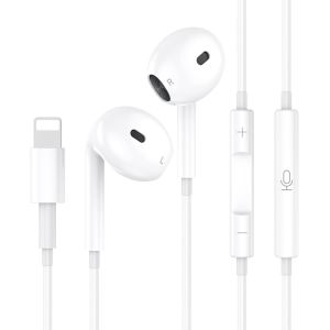 LORANKA-&Eacute;couteurs pour iPhone,antibruit filaires st&eacute;r&eacute;o HiFi avec Micro et contr&ocirc;le du Volume int&eacute;gr&eacute;s compatibles avec iPhone 14 Pro Max/14 Plus/13 Pro/13/12/11/XR/XS/X/SE/7 - Neuf