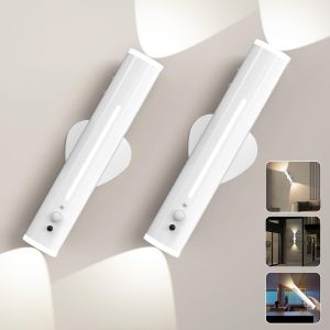 Subzonal-Lampe Led Murale Sans Fil Rechargeable, 2 Psc Applique Murale Detecteur De Mouvement Int&eacute;rieure Exterieur, M&eacute;tal Magn&eacute;tique T&eacute;l&eacute;commande, Lumiere Pile Pour Chevet, Chambre, Salon, Couloir - Neuf