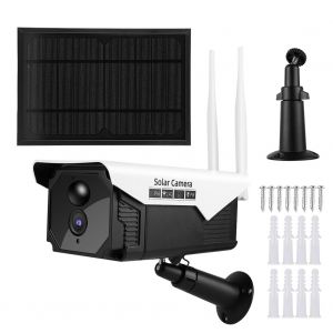 Camera de securite exterieure a energie solaire 1080p, etanche IP66, LED infrarouge, Wifi - Neuf
