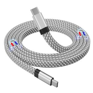 Câble USB C,magnétique,USB C vers USB C,60 W (3 A),câble USB C plat torsadé,1 m,en nylon tressé de type C,câble de charge rapide compatible avec appareil USB C pour Pad pour Samsung - Neuf