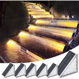 Tianyi-Lampes Solaires D'extérieur, Lampe Solaire Pour Escalier, Éclairage Solaire Pour Escalier,Super Lumineux Pour Cour, Patio, Pelouse, Marches D'entrée (Blanc Chaud, 6 Pièces) - Neuf