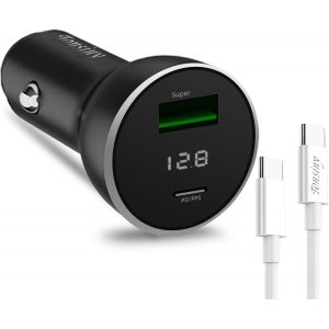 Kalcx-Chargeur De Voiture Usb C,Prise Usb 12v Pour Google Pixel 7pro/6a/4a,Chargeur Usb Allume-Cigare Pour Samsung S23/A23/Z Fold4,Adaptateur De Voiture Led En M&eacute;tal 2 Ports Avec C&acirc;ble 2 M Pour Iphon - Neuf
