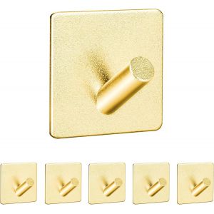 Jexnovashop-Crochet Adh&eacute;sif Mural, 6 Pi&egrave;ces 3m Porte Serviette Pour Salles De Bains Cuisines, &Eacute;tanche Sans Per&ccedil;age, Alliage D'aluminium, Dor&eacute; - Neuf