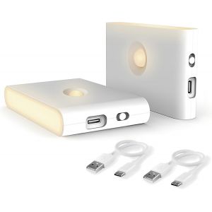 Avec D&eacute;tecteur De Mouvement, Rechargeable Usb Veilleuse Enfants Avec 3 Modes (Auto/On/Off), 2700k Blanc Chaud Veilleuse Pour Chambre,Escalier, Salle De Bain, Placard, Couloir [2 Pi&egrave;ces] (A) - Neuf