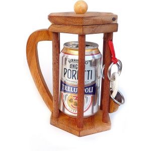 Chenquansarl-Logica Jeux Art. Non Pour Alcooliques Bi&egrave;re - Casse-T&ecirc;te En Bois Pr&eacute;cieux - Casse-T&ecirc;te Porte-Bouteille - Difficult&eacute; 4/6 Extreme - Collection Leonardo Da Vinci - Neuf