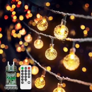JGD-Guirlande Exterieur, 9M 40LEDs Guirlande Lumineuse Exterieure Boules de Cristal,IP44 &Eacute;tanche 8Modes Guirlande Lumineuse Guinguette Exterieur pour Jardin,Mariage,F&ecirc;te,D&eacute;coration,chambre - Neuf