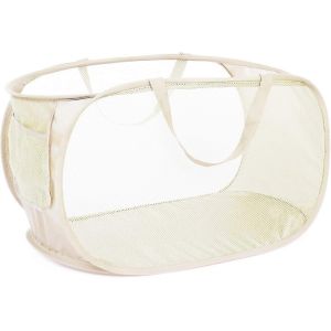 Paniers a linge pliables et durables, panier a linge en maille avec poche laterale, panier de rangement pliable pour vetements avec poignees de transport renforcees pour La - Neuf