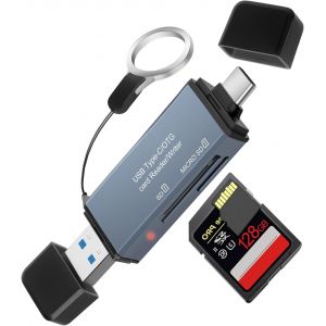 YUHG-Lecteur De Carte Sd/Micro Sd 2 En 1 - Usb 3.0 Et Usb C Adaptateur Mémoire En Aluminium - Compatible Avec Mac,Iphone 15,Caméra - Neuf