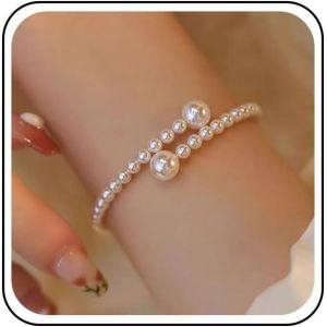 Kalsw-Bracelet De Perles Boho Bracelet De Perles Ouvertes Blanches Bracelet De Perles D'eau Douce Bracelet De Perles De Mariée Bracelet De Manchette Bracelet Perles Bijoux Pour Femmes Et Filles - Neuf