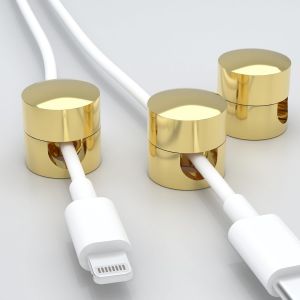MEVRONISSHOP-Lot de 3 supports de c&acirc;bles dor&eacute;s en m&eacute;tal, clips de c&acirc;ble 2 en 1 avec vis autocollante, organiseur de c&acirc;bles robuste en aluminium, clip pour guide-c&acirc;bles pour chargeurs - Neuf