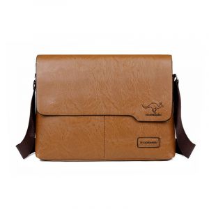 Sac à Bandoulière en Cuir PU pour Homme,Sacoche de Bombes,Document Exécutif,Vintage,de Travail,d'Affaires,de Styliste - khaki - Neuf