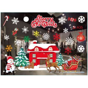 Décorations de fenêtre de Noël, autocollants de fenêtre de Noël pour les décorations de fenêtre de vacances de Noël pour la maison, l'école, le bureau, la décoration de fenêtre d'hiver (style 7) - Neuf