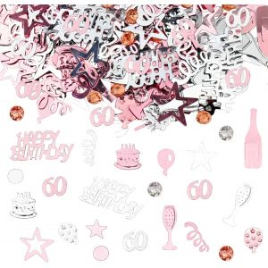 Confettis 60 ans Décoration d'anniversaire Décoration à disperser 60 ans Homme Femme Décoration de table 60 ans Or rose 60 ans Confettis Anniversaire Confettis pour - Neuf