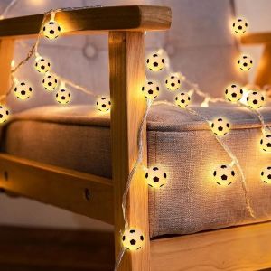 Kal-Guirlande Lumineuse À 20 Led Pour Football, 3 M, Décoration De Ballon De Football, Pour Chambre D'enfant, Fête, Anniversaire - Neuf