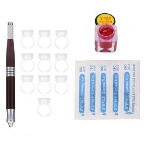 Kit De Pratique De Tatouage Manuel Pour Microblading Des Sourcils 3d, Stylo A Epingles, Anneau, Pigment, Outil De Beaute, Rouge - Neuf