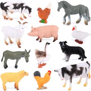 Sansh-12 Pièces Figurine Animaux De La Ferme, Mini Animaux Figure Ensemble De Jouets, Figurines D'animaux De La Ferme Réalistes Jouet Pour Enfant, Garçons, Filles, Cadeaux De Fête - Neuf