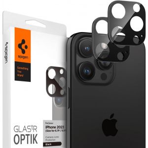 Glas.tR Optik Protection Cam&eacute;ra compatible avec iPhone 16 Pro/Pro Max, iPhone 15Pro/Pro Max, iPhone 14 Pro/Pro Max, 2 Pi&egrave;ces, Noir, R&eacute;sistant aux Rayures, Duret&eacute; 9H - Neuf