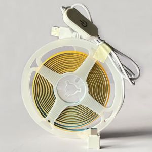 Bande Lumineuse Led Cob Aliment&eacute;e Par Usb De 1 M 5 V Avec Interrupteur M&eacute;moire &Agrave; Intensit&eacute; Variable Et Long C&acirc;ble D'extension, Blanc Naturel 4000 K, 400 Led Pour R&eacute;tro&eacute;clairage De Moniteur Tv - Neuf