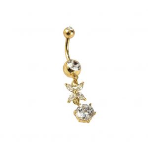 Piercing De Nombril Avec Pendentif Papillon Tendance (Blanc) - Neuf