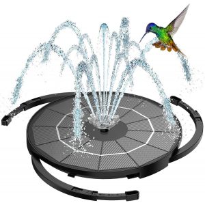 Fontaine Solaire Exterieure de Jardin Améliorée, 3,5W Pompe Solaire avec Divers Effets, Pompe a Eau Solaire avec Batterie - Neuf