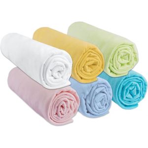 Tianyi-Lot De 6 Draps Housse 50x100 Berceau Lit Bébé | 100% Coton Jersey | Multicouleur | Extensible & Respirant | Sommeil Sain | Marque Easy Dort | Oeko-Tex | Fabriqué En Europe (50x100) - Neuf