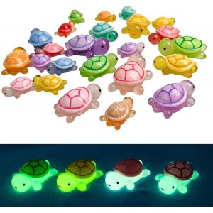 Mevronisshop-Lot De 24 Mini Tortues Lumineuses En Résine - Figurines Miniatures Phosphorescentes - Mini Animaux Colorés - Scènes De Micro Paysages À Faire Soi-Même - Pour Décoration De Jardin - Neuf