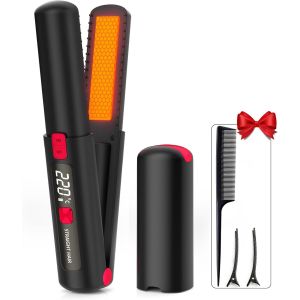 Fer À Lisser Sans Fil, Lisseur Boucleur Cheveux 2 En 1, Portable Mini Lisseur Avec Usb Rechargeable, Température Réglable 160¿-220¿, Chauffage Rapide, Batterie 4500 Mah, Mini Lisseur De Voyage (Gris) - Neuf