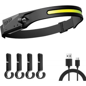 Lampe Frontale Rechargeable Avec D&eacute;tecteur De Mouvement, Lampe Frontale R&eacute;glable Ipx5 &Eacute;tanche Avec Clips Pour Casque, Lampe Frontale Led L&eacute;g&egrave;re Longue Dur&eacute;e Super Lumineuse Pour Le Camping - Neuf