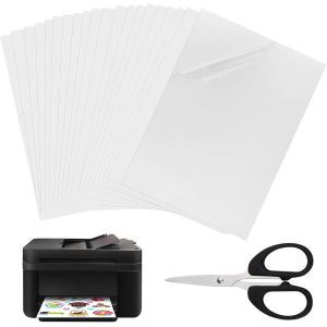Feuilles Papier Autocollant Imprimante,20 Feuilles de Papier Autocollant,papier Autocollant Transparent Imprimable,Papier Autocollant Étanche A4 Étiquette Adhésif,pour imprimante à jet laser - Neuf