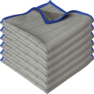 KGABERY-Lot De 6 Chiffons De Nettoyage Pour Vitres En Microfibre,30x30 Cm,Sans Rayures,Pour Fenêtres,Miroirs,Acier Inoxydable,Verre De Voiture 400 G/M² - Neuf