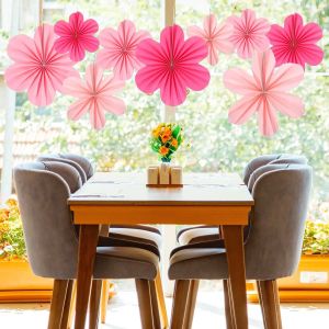 Chicslick-Lot De 9 &Eacute;ventails En Papier Rose Clair &Agrave; Suspendre Pour D&eacute;coration De Mariage, F&ecirc;te D'anniversaire, Fian&ccedil;ailles, F&ecirc;te Pr&eacute;natale, Rose Rouge, 34 Cm, 26 Cm[X683] - Neuf