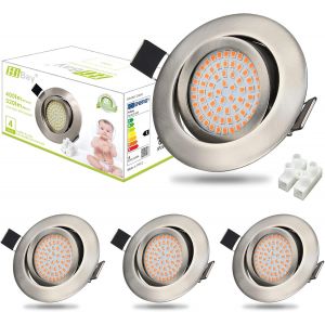 TIANYI-4x Spots LED Encastrables Orientables 40&deg;,Spot Extra Plat Blanc Chaud 3000k 3,5W Plafonnier Encastr&eacute; Acier Inoxydable Bross&eacute; Pour Cuisine Salon Interieur - Neuf