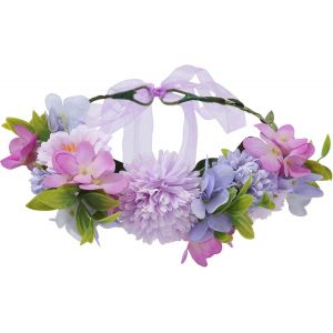 TZF-Couronne Fleur Cheveux pour Femmes - Festival de fleurs ornements de cheveux couronne bandeau Longueur de ruban réglable mariage Coiffure florale pour robe - Neuf
