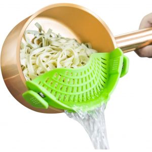 Passoire À Clipser En Silicone Pour Casseroles Et Poêles, Passoire À Pâtes, Passoire À Clipser Pour Viande, Légumes, Fruits, Passoire De Cuisine En Silicone, Verte - Neuf