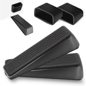 LETNERNY-Lot De 2 Cales De Porte Robustes Et Antidérapantes Avec Surface Anti-Rayures - Butée De Porte Durable En Zinc Et Caoutchouc (Noir) - Neuf