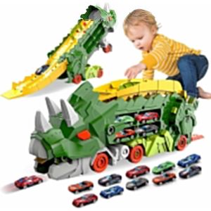 KAJGL-Camion De Transporteur Voiture Enfant Avec 10 Petite Voiture,Voiture Jouet Portable Dinosaur Truck,Pour Les Garçons Âgés De 3,4,5,6 Ans Enfants Garçons Cadeau - Neuf