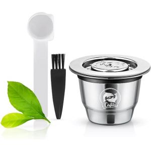 KAL-Acier Inoxydable Capsule Espresso Crema Café Rechargeable Réutilisable Pour Machine À Café Nepreso + 1 Cuillère + 1 Pinceau (Crema Version) - Neuf