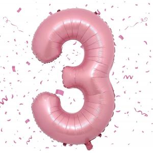 Grands Ballons En Aluminium En Forme De Chiffre 3 - 101,6 Cm - Grand Ballon En Aluminium - Auto-Gonflant - Pour D&eacute;coration D'Anniversaire De Gar&ccedil;ons Et Filles - Grands Ballons Roses - Neuf
