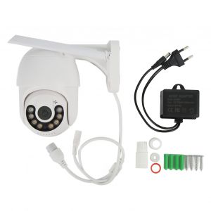 Camera de securite Wi-Fi 1080p, etanche, vision nocturne, rotation, surveillance vocale bidirectionnelle, UE 100-240 V - Neuf