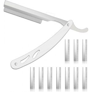 Rasoir Homme Lame Rasoir Barbe Homme,Rasoir Coupe Choux Barbe + 20 Demi,Lames De Rasoir Derby Pochette De Transport Rasoir De Barbier À Lame Interchangeable Straight Razor - Neuf